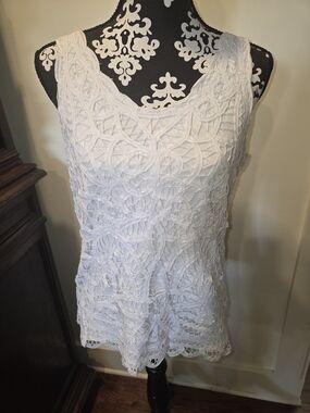 Coldwater Creek White Crochet Tank Top